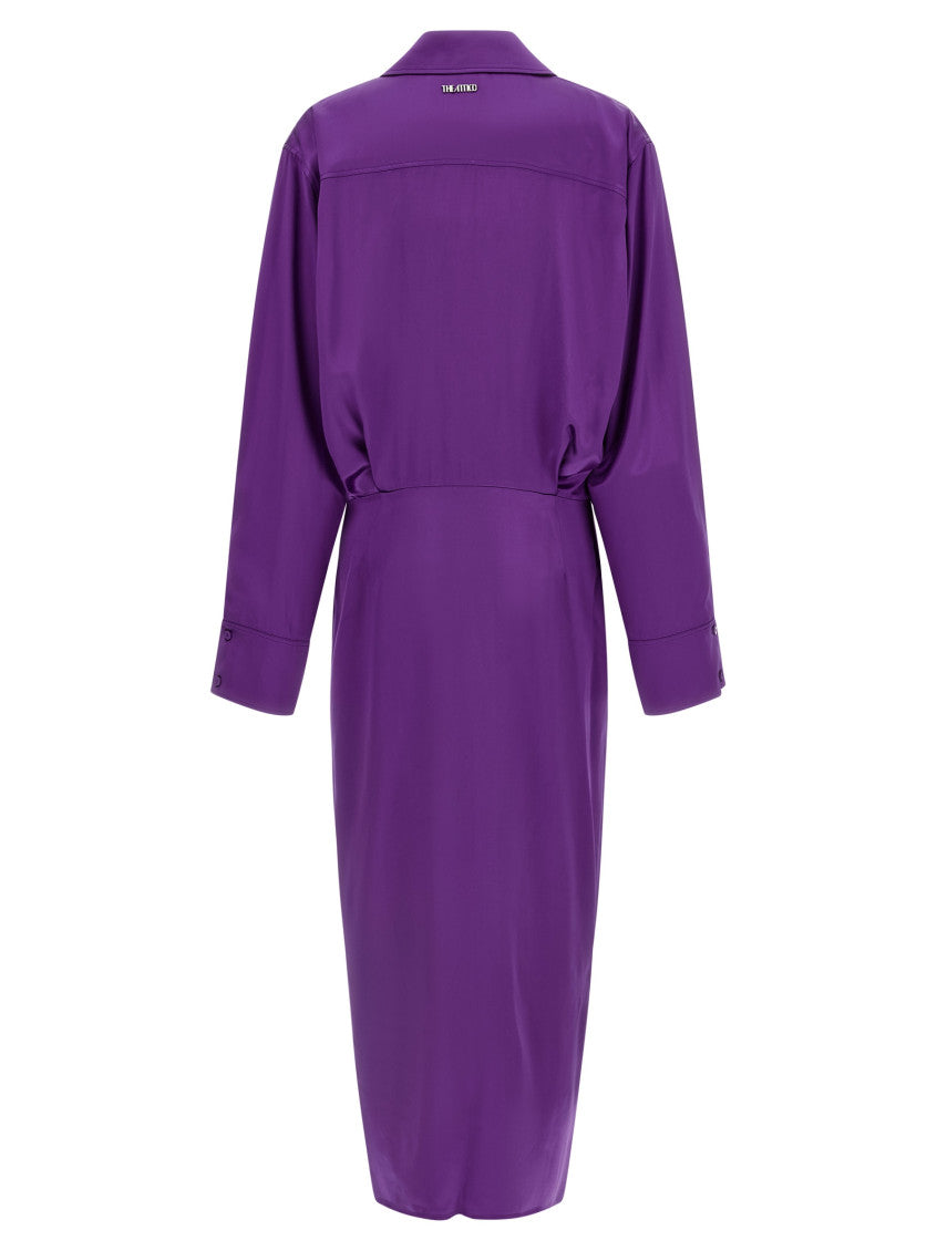 Purple Shirt Collar Midi Dress 2