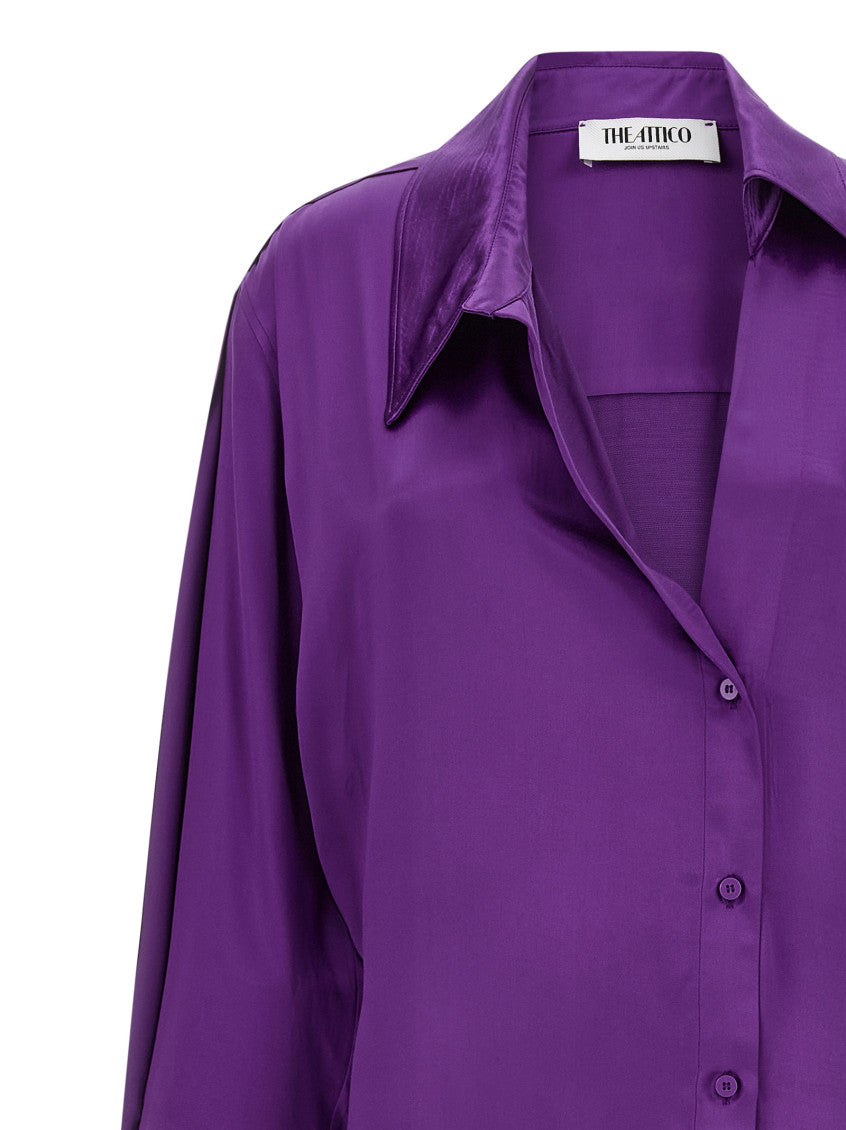 Purple Shirt Collar Midi Dress 3