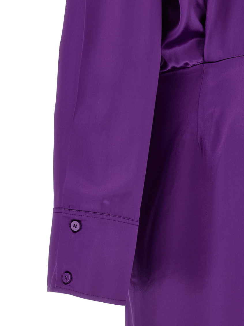 Purple Shirt Collar Midi Dress 4