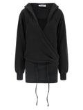Black V-Neck Hooded Mini Dress 1