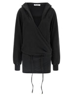 Black V-Neck Hooded Mini Dress 1