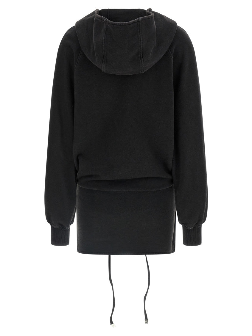 Black V-Neck Hooded Mini Dress 2