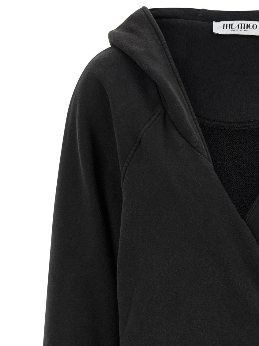 Black V-Neck Hooded Mini Dress 3