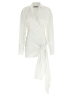 White Long Sleeves Knot Mini Dress 1