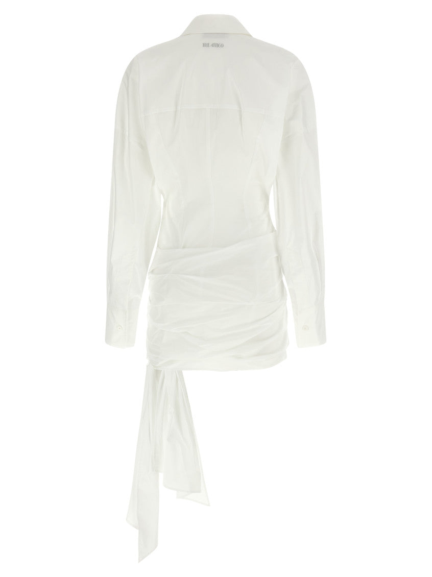 White Long Sleeves Knot Mini Dress 2