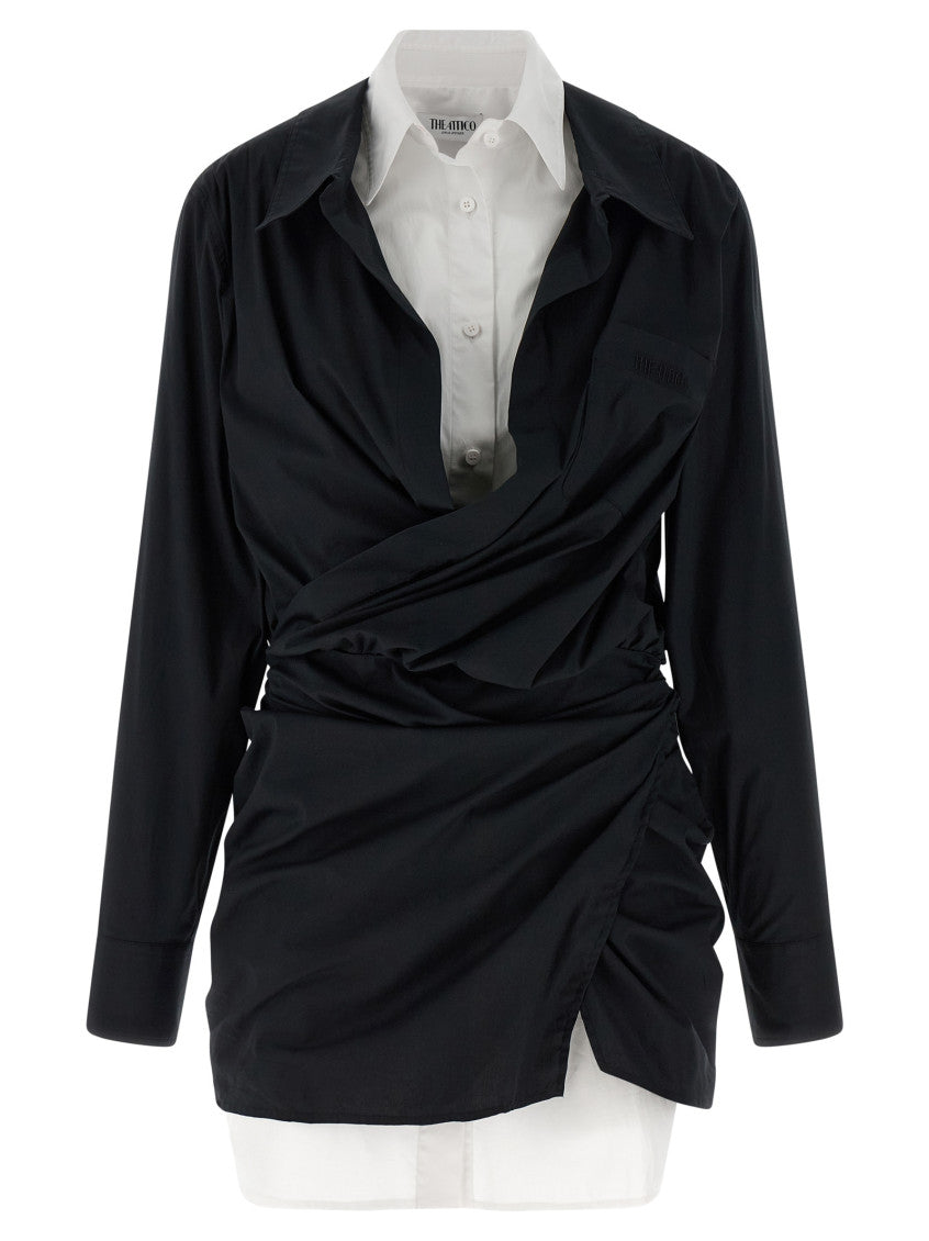 Black Double Layer Asymmetrical Shirt Dress 1