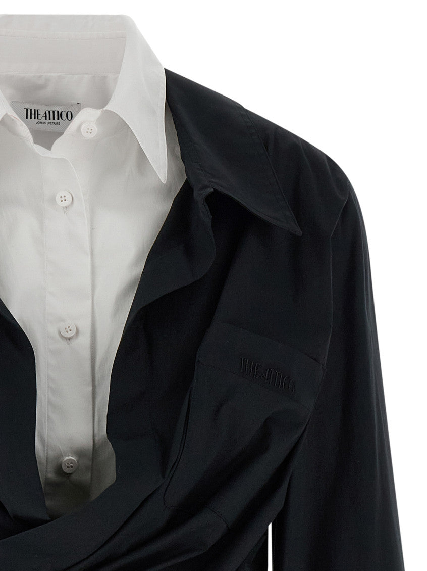 Black Double Layer Asymmetrical Shirt Dress 3