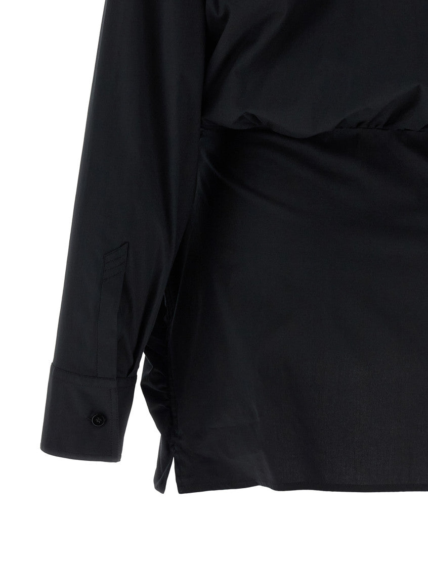 Black Double Layer Asymmetrical Shirt Dress 4