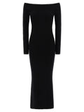 Black Ribbed Off Shoulder Maxi Dress 1