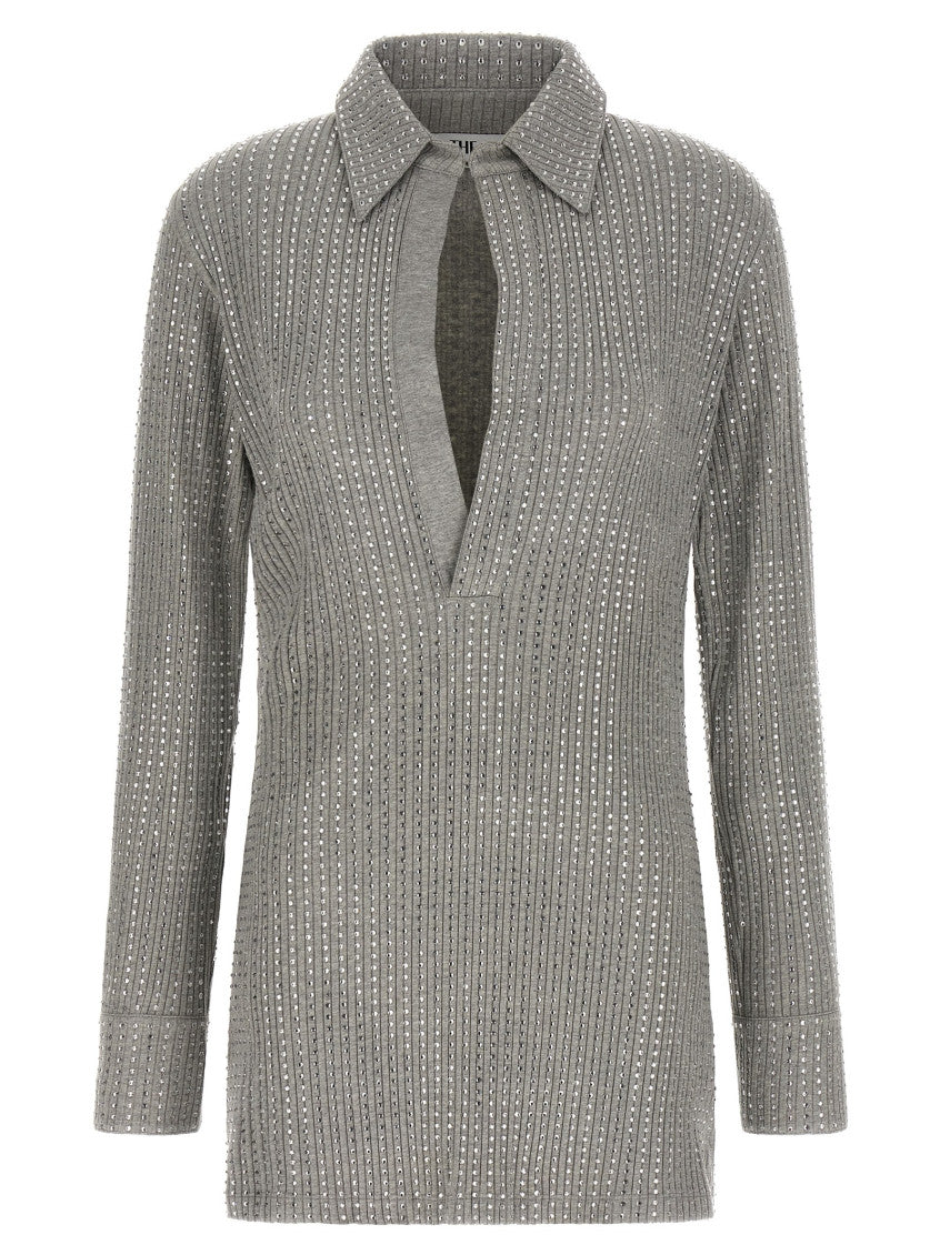 Grey V-Neck Mini Dress 1