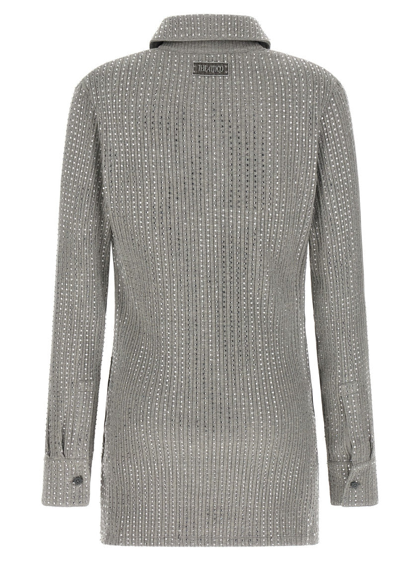 Grey V-Neck Mini Dress 2