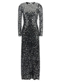 Black Round Neck Sequin Long Dress 1