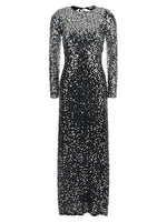 Black Round Neck Sequin Long Dress 1