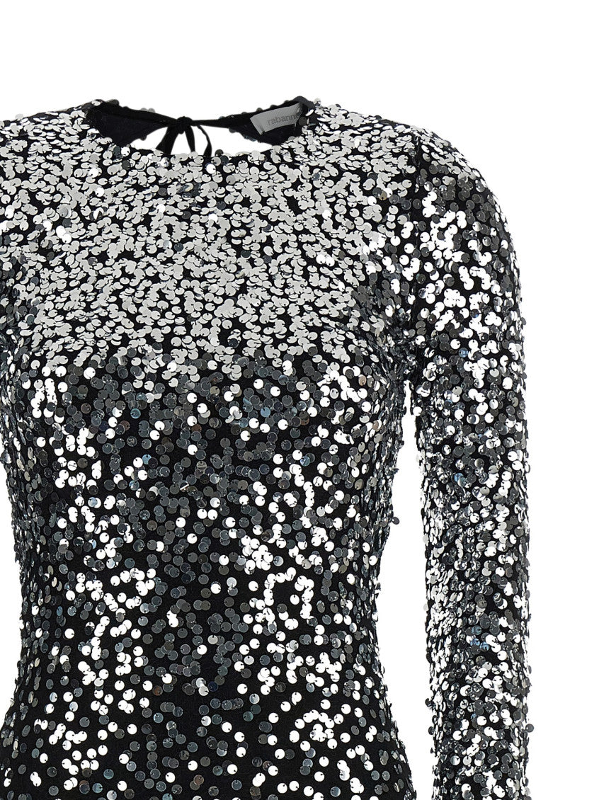Black Round Neck Sequin Long Dress 3