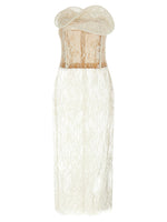 White Semi Transparent Lace Midi Dress 1