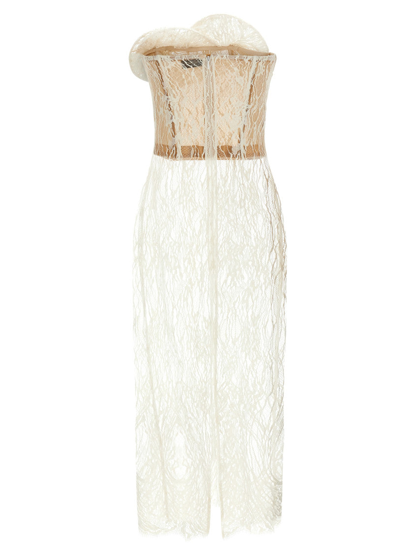 White Semi Transparent Lace Midi Dress 2