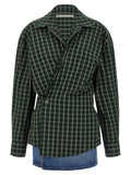Green Shirt Collar Wrap Mini Dress 1