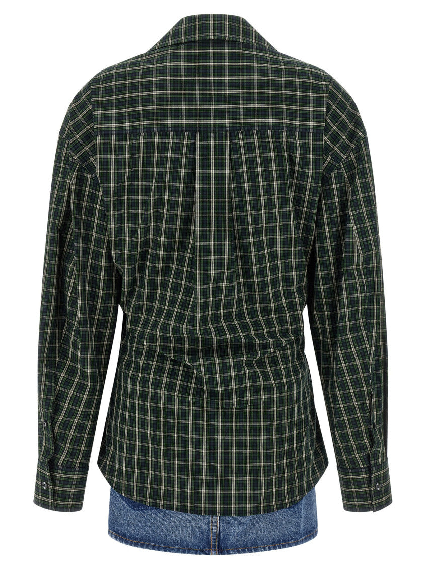 Green Shirt Collar Wrap Mini Dress 2