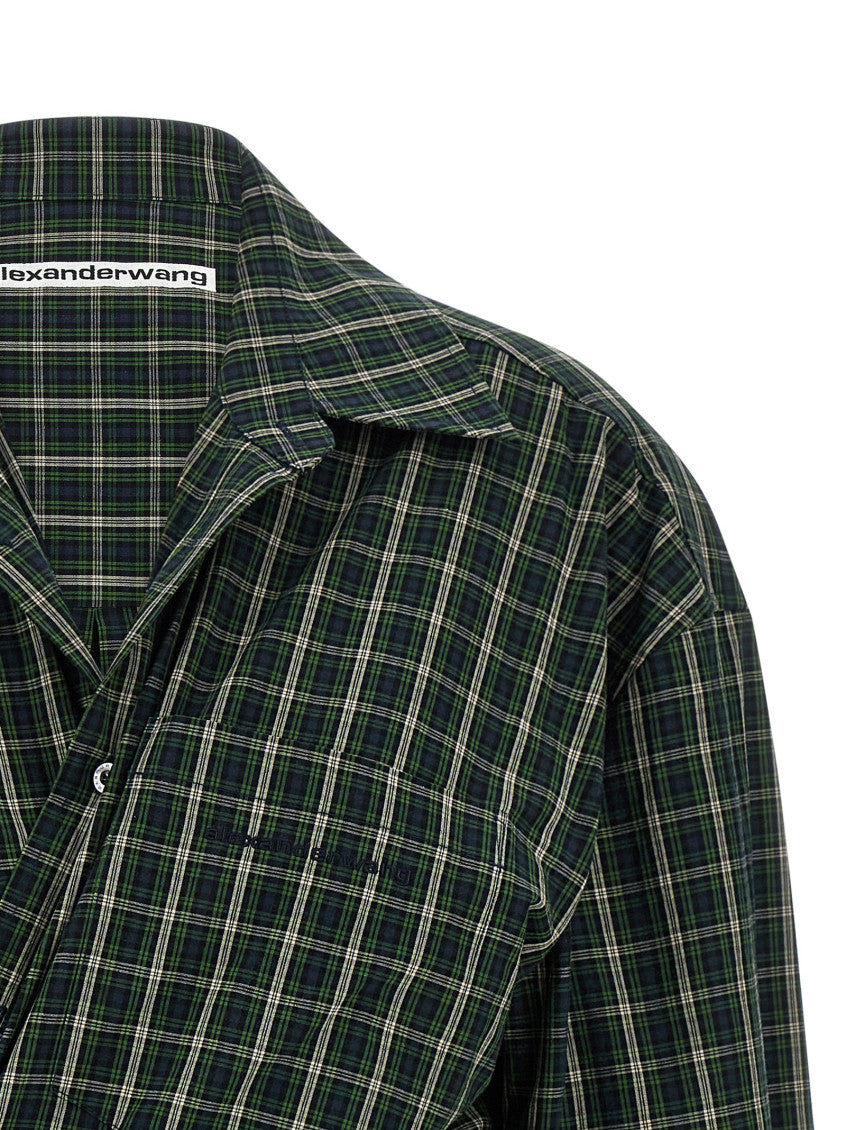 Green Shirt Collar Wrap Mini Dress 3
