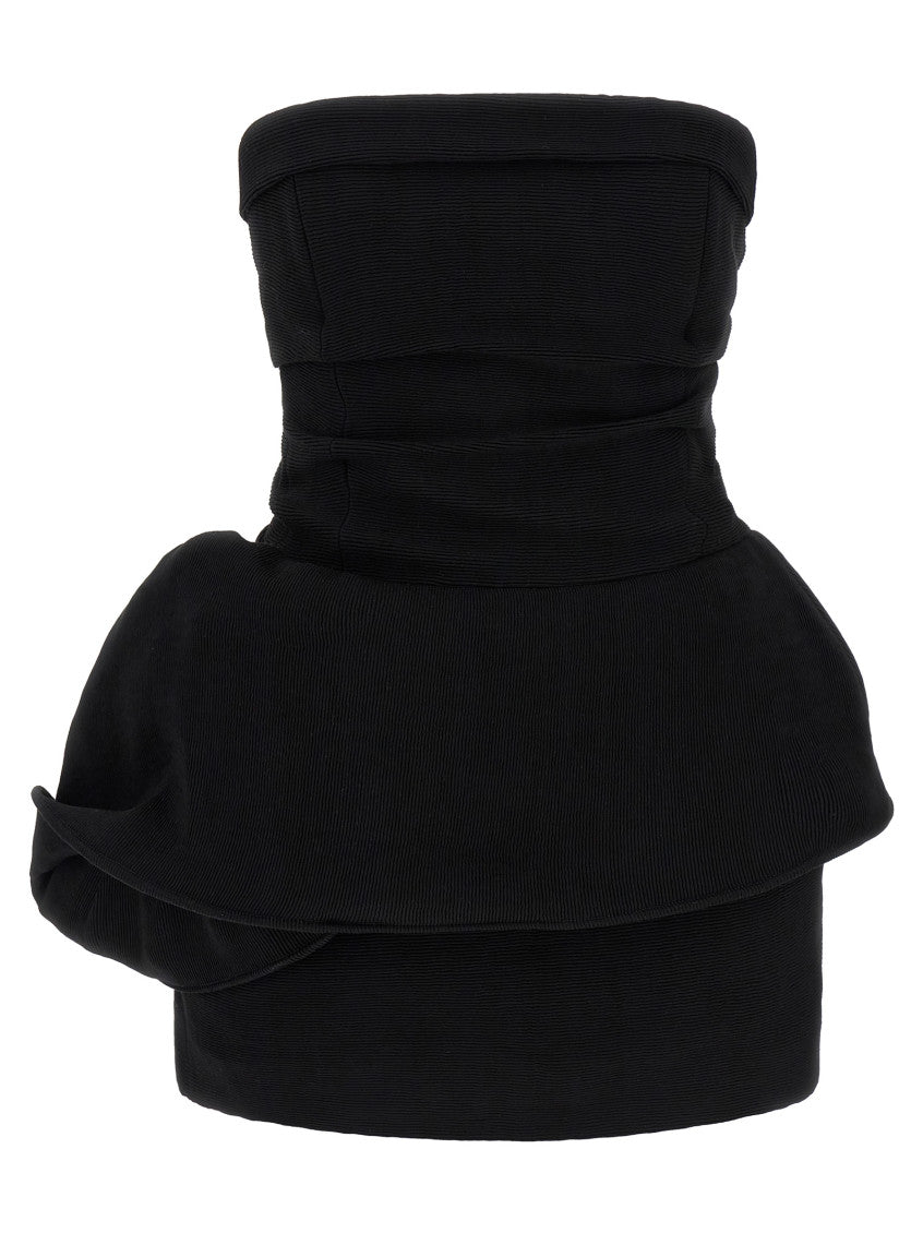 Black Ribbed Off Shoulder Mini Dress 1