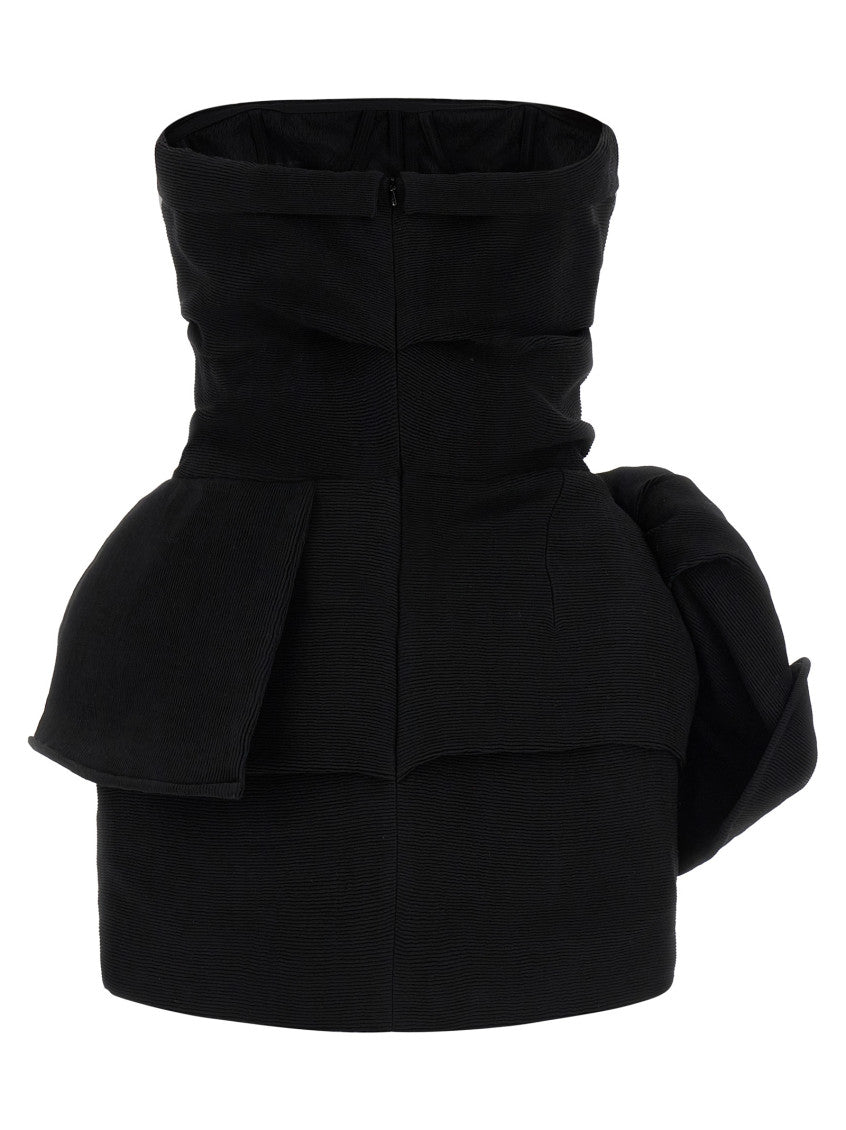 Black Ribbed Off Shoulder Mini Dress 2