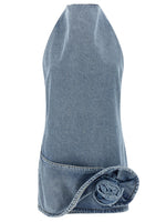 Light Blue Halter Neck Denim Mini Dress 1
