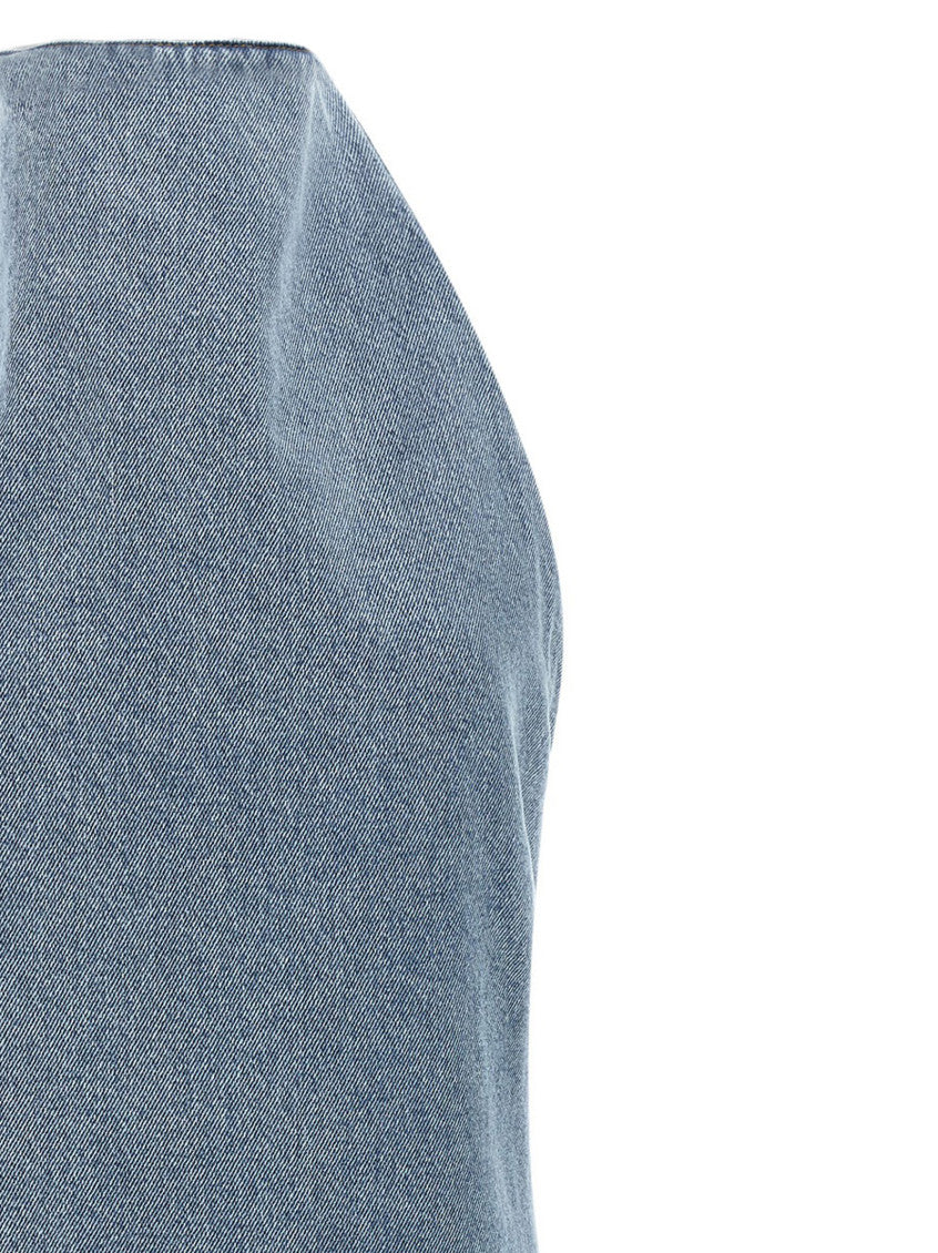 Light Blue Halter Neck Denim Mini Dress 3