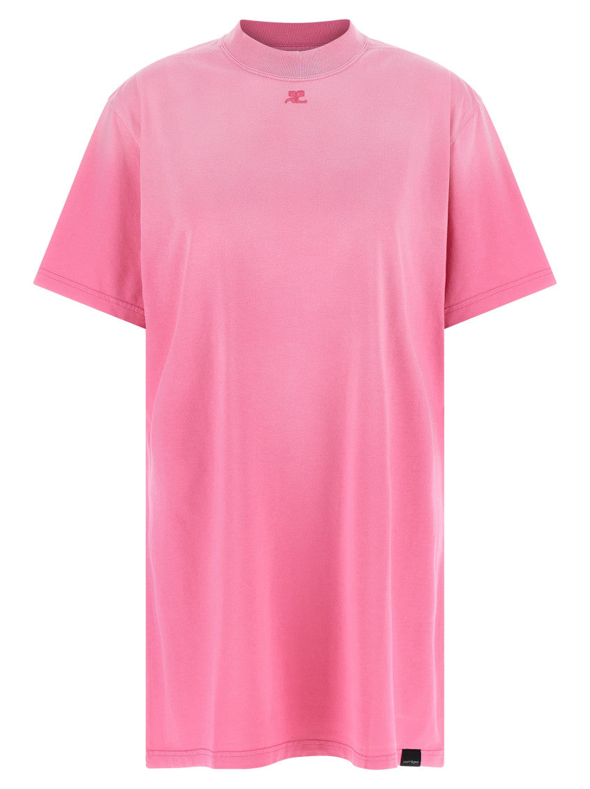 Pink Crew Neck T-Shirt Mini Dress 1