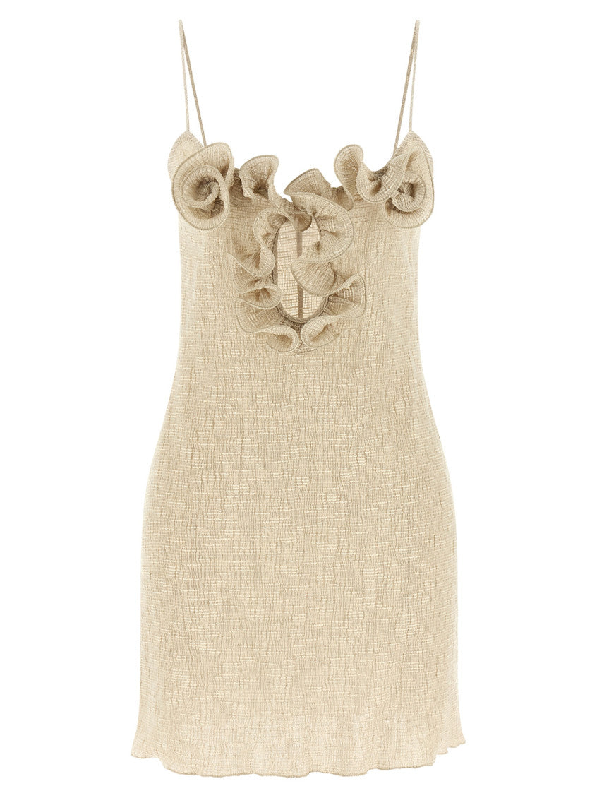 Beige Ruffles Mini Dress 1