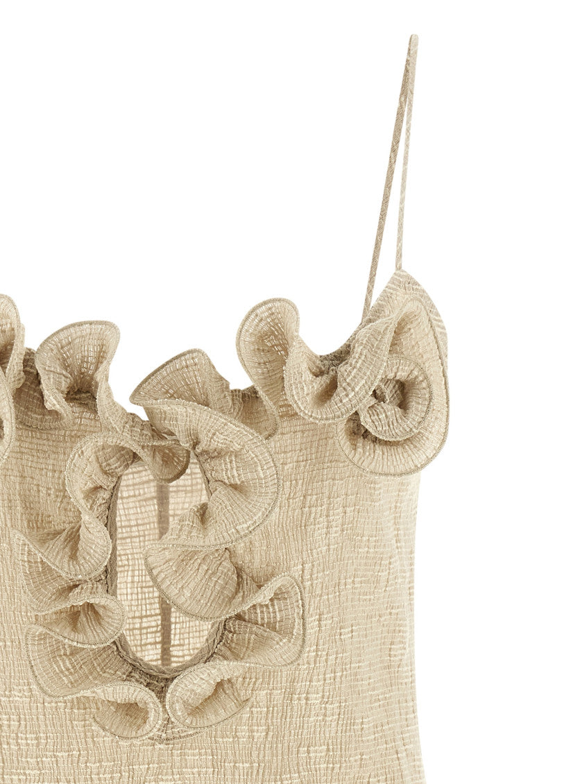 Beige Ruffles Mini Dress 3