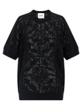 Black Openwork Cotton Sweater 1