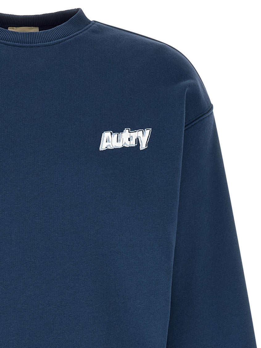 Blue Logo Print Embroidery Sweatshirt 3