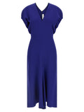 Blue V-Neck Midi Dress 1