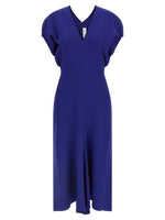Blue V-Neck Midi Dress 1