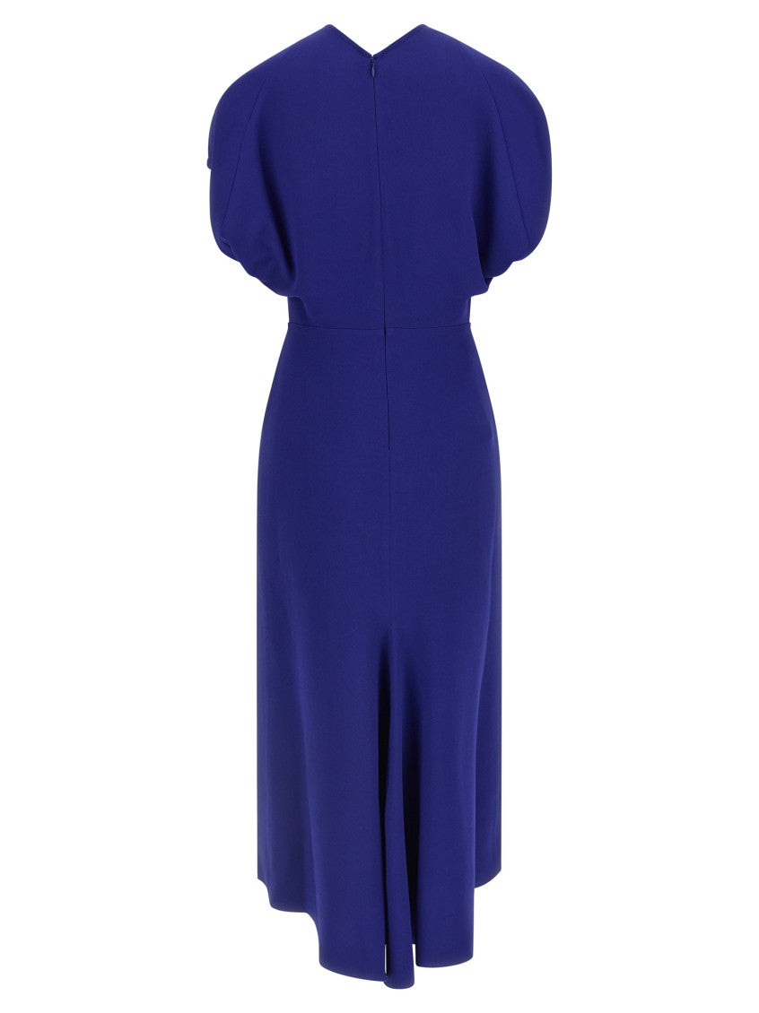 Blue V-Neck Midi Dress 2