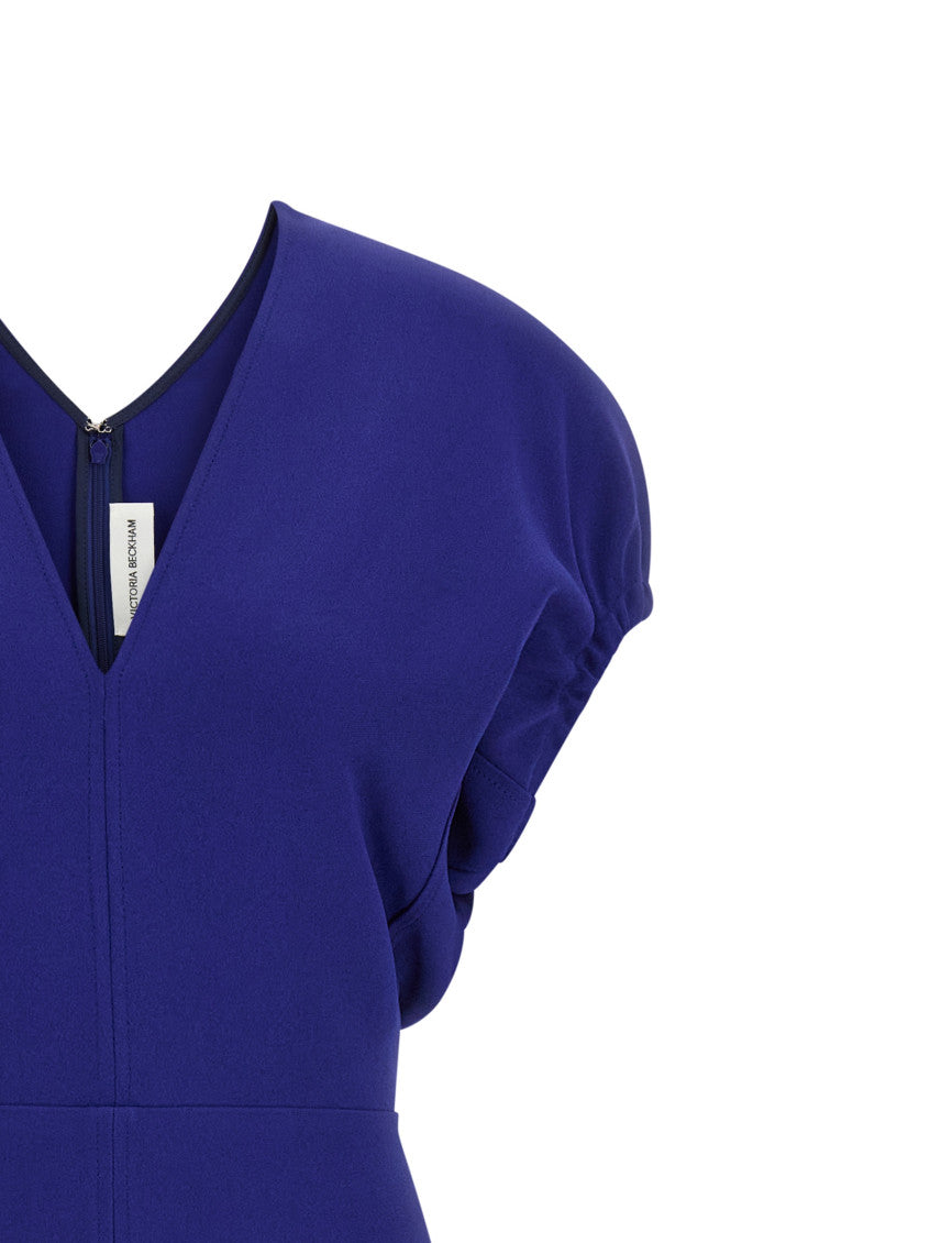 Blue V-Neck Midi Dress 3
