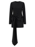 Black Crew Neck Draped Bow Dress 1