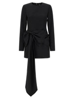 Black Crew Neck Draped Bow Dress 1