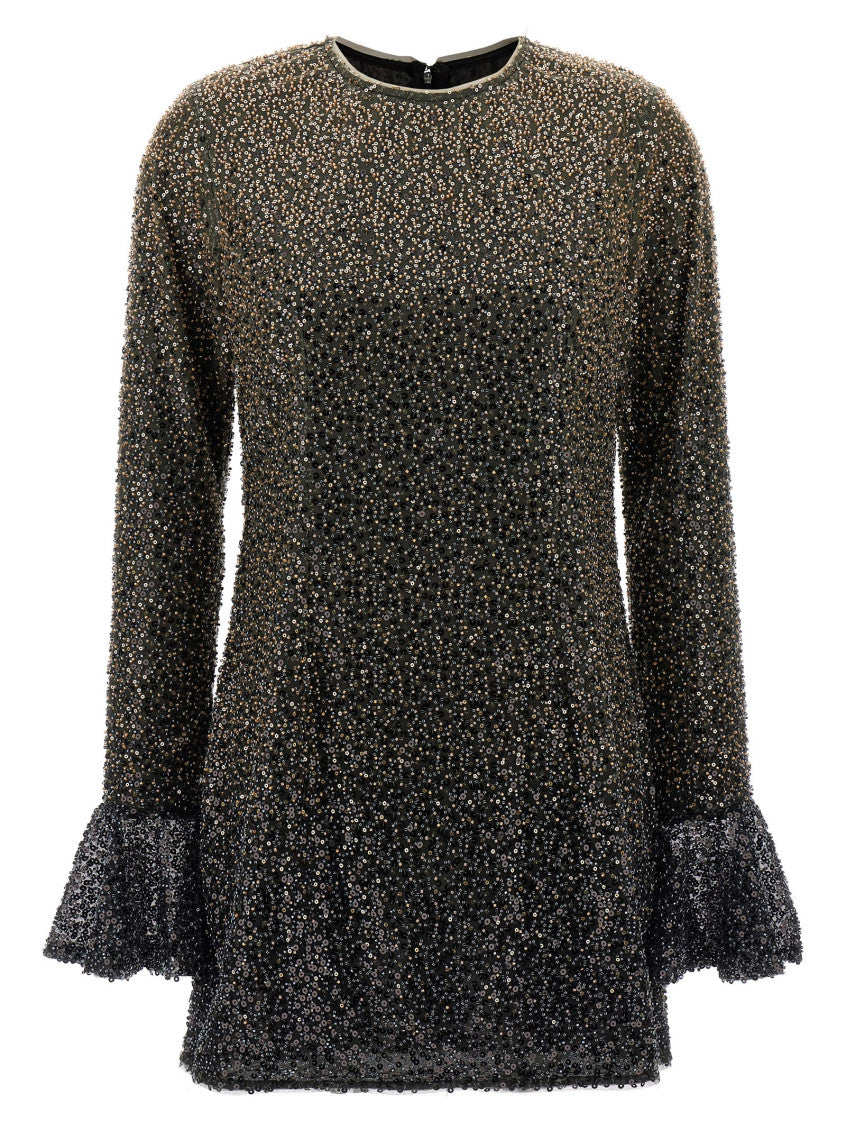 Brown Crew Neck Sequins Mini Dress 1