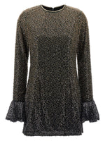 Brown Crew Neck Sequins Mini Dress 1