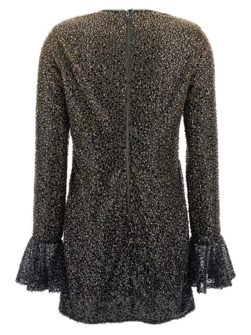 Brown Crew Neck Sequins Mini Dress 2