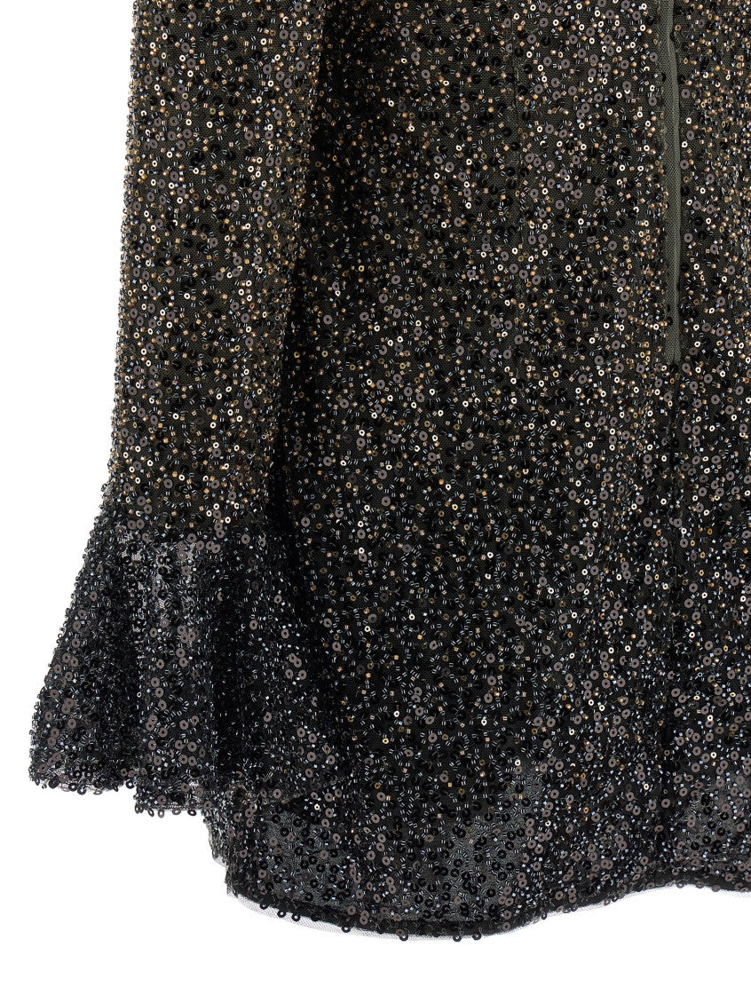 Brown Crew Neck Sequins Mini Dress 4