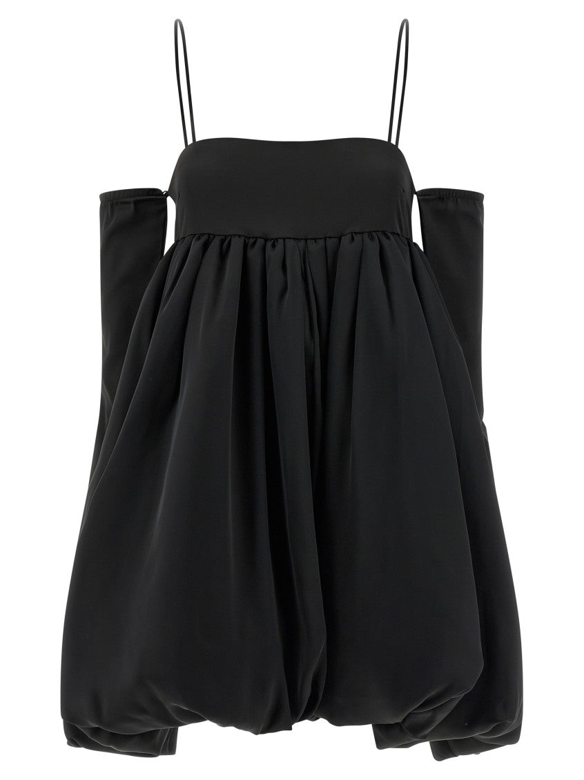 Black Balloon Silhouette Satin Mini Dress 1