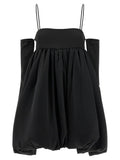 Black Balloon Silhouette Satin Mini Dress 1