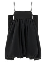 Black Balloon Silhouette Satin Mini Dress 1