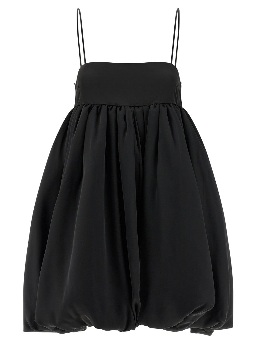 Black Balloon Silhouette Satin Mini Dress 2
