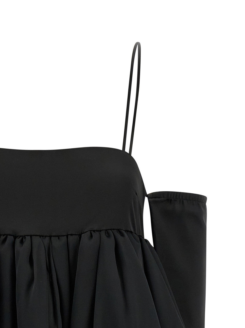 Black Balloon Silhouette Satin Mini Dress 4