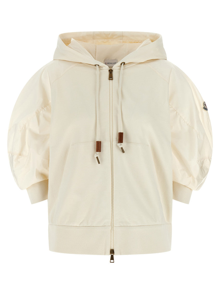 White Ribbed Knit Hoodie 1