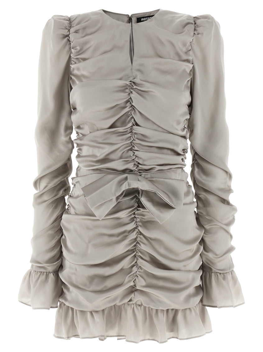 Grey Crew Neck Ruffled Mini Dress 1