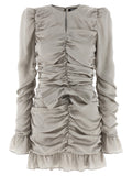Grey Crew Neck Ruffled Mini Dress 1
